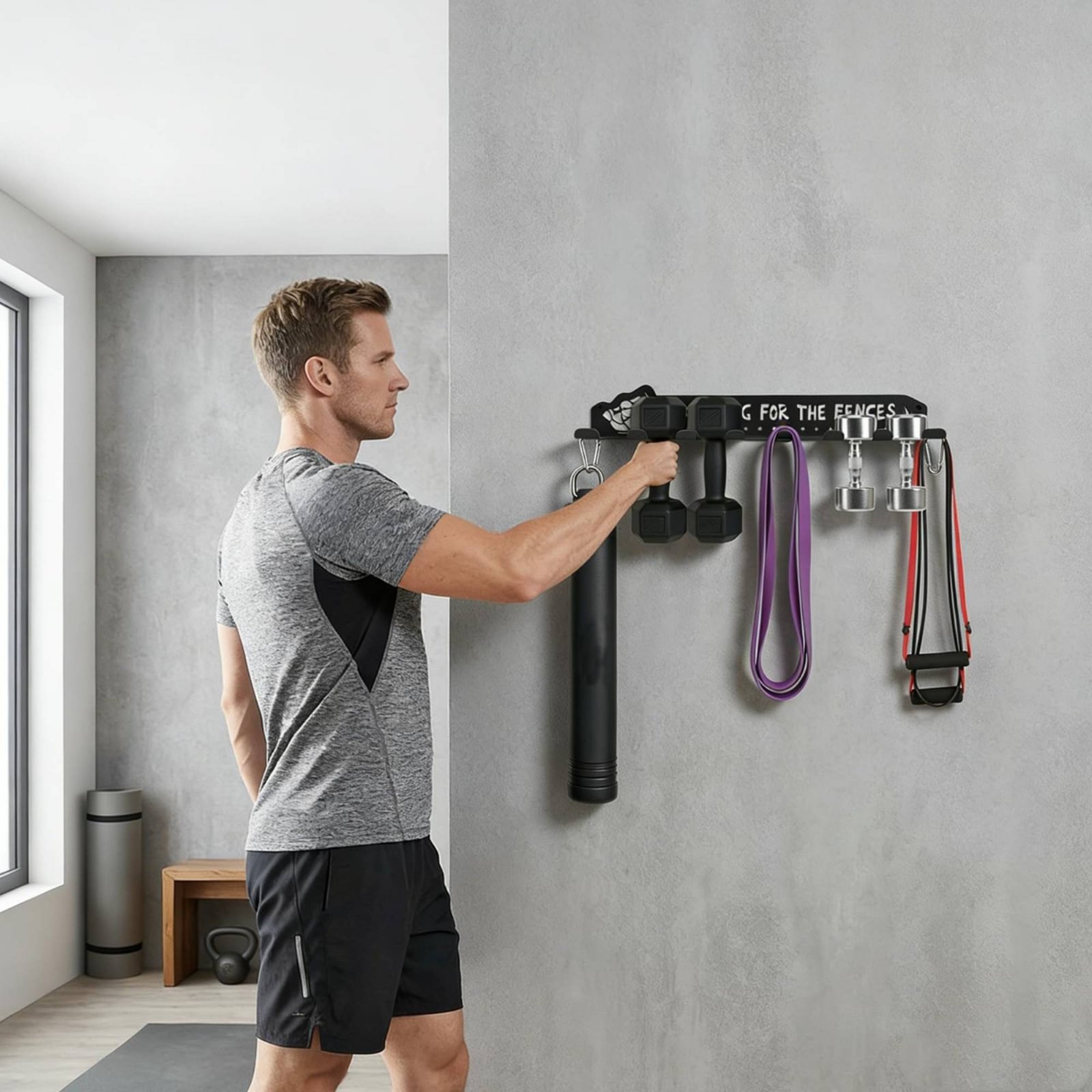 Heavy Equipment Garage - 8 Hook Sports Equipment Rack Heavy